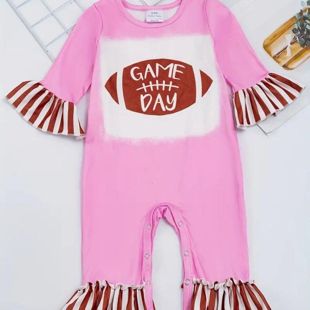 Baby girl "Gameday" football romper
